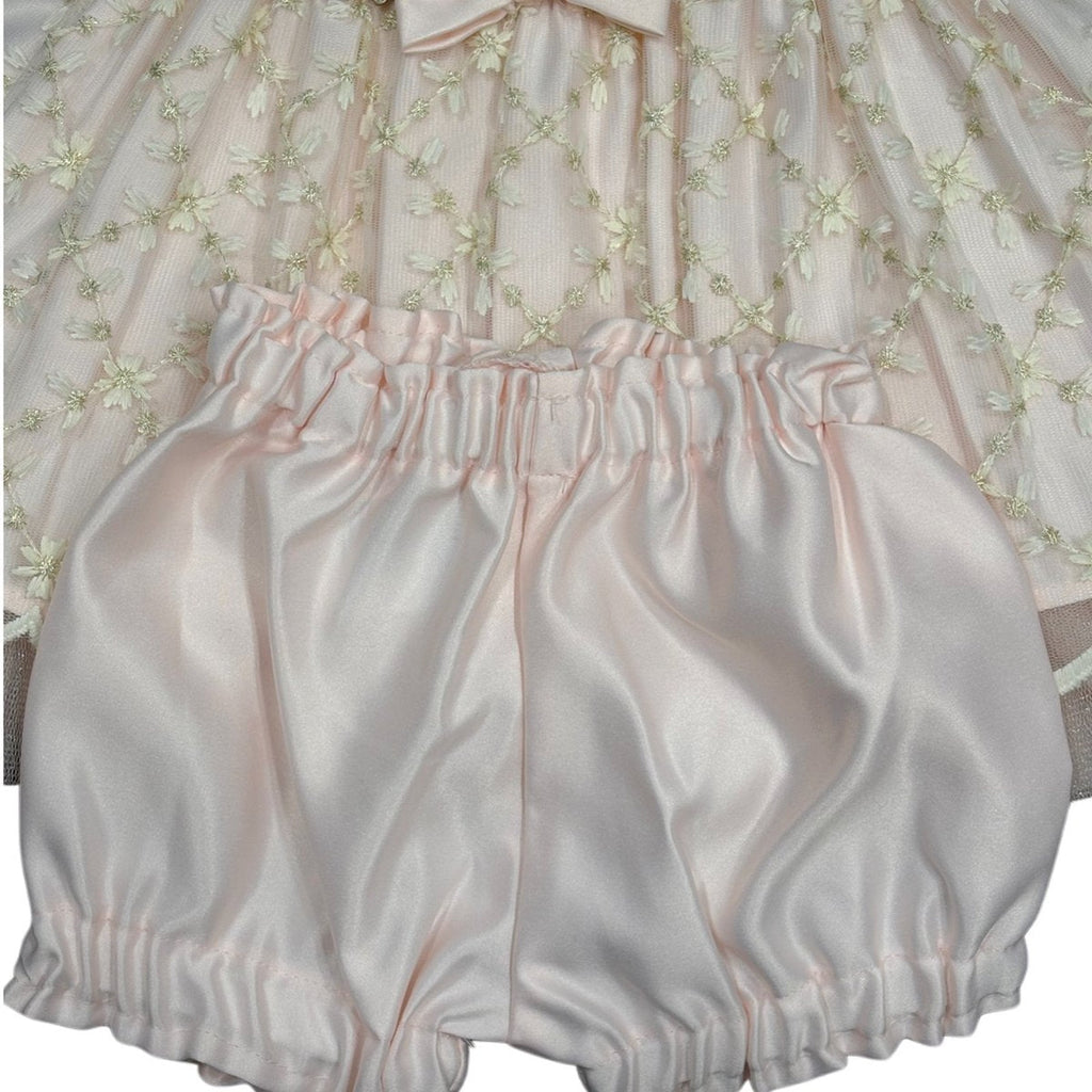 Couture Princess Embroidered Tulle Baby Dress Blush Pink