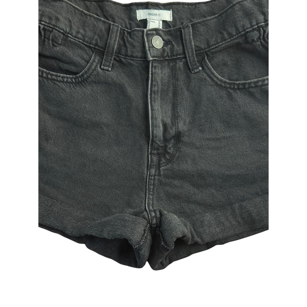 Forever 21 High-Rise Cuffed Black Denim Shorts