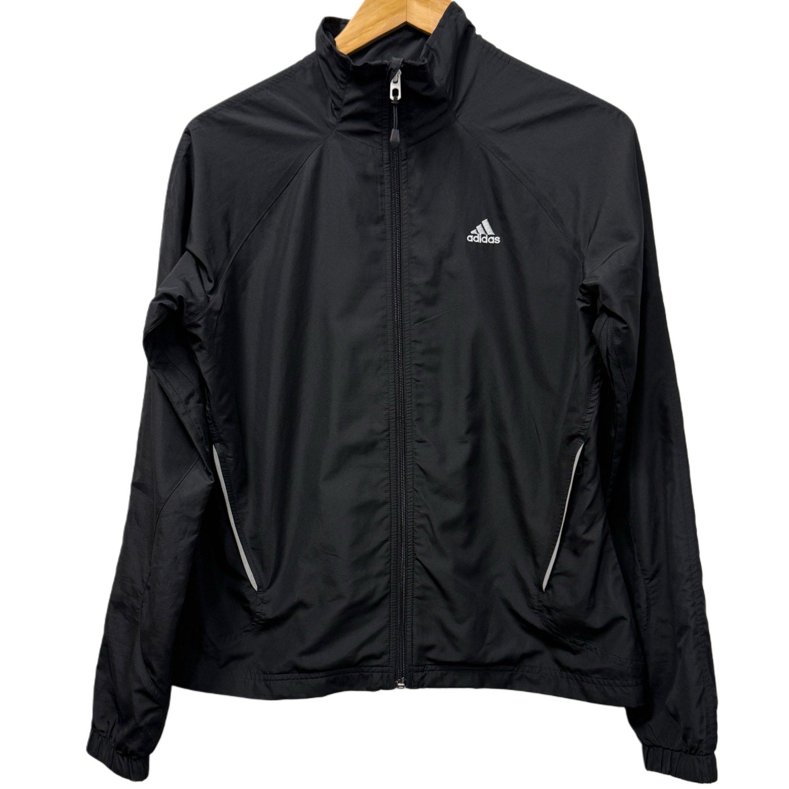 Adidas Women’s Black Lightweight Zip-Up Jacket Windbreaker Athletic Running Size M
