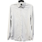 BOSS Hugo Boss Men’s Dress Shirt White Black Grid Check Slim Fit Size 38 S
