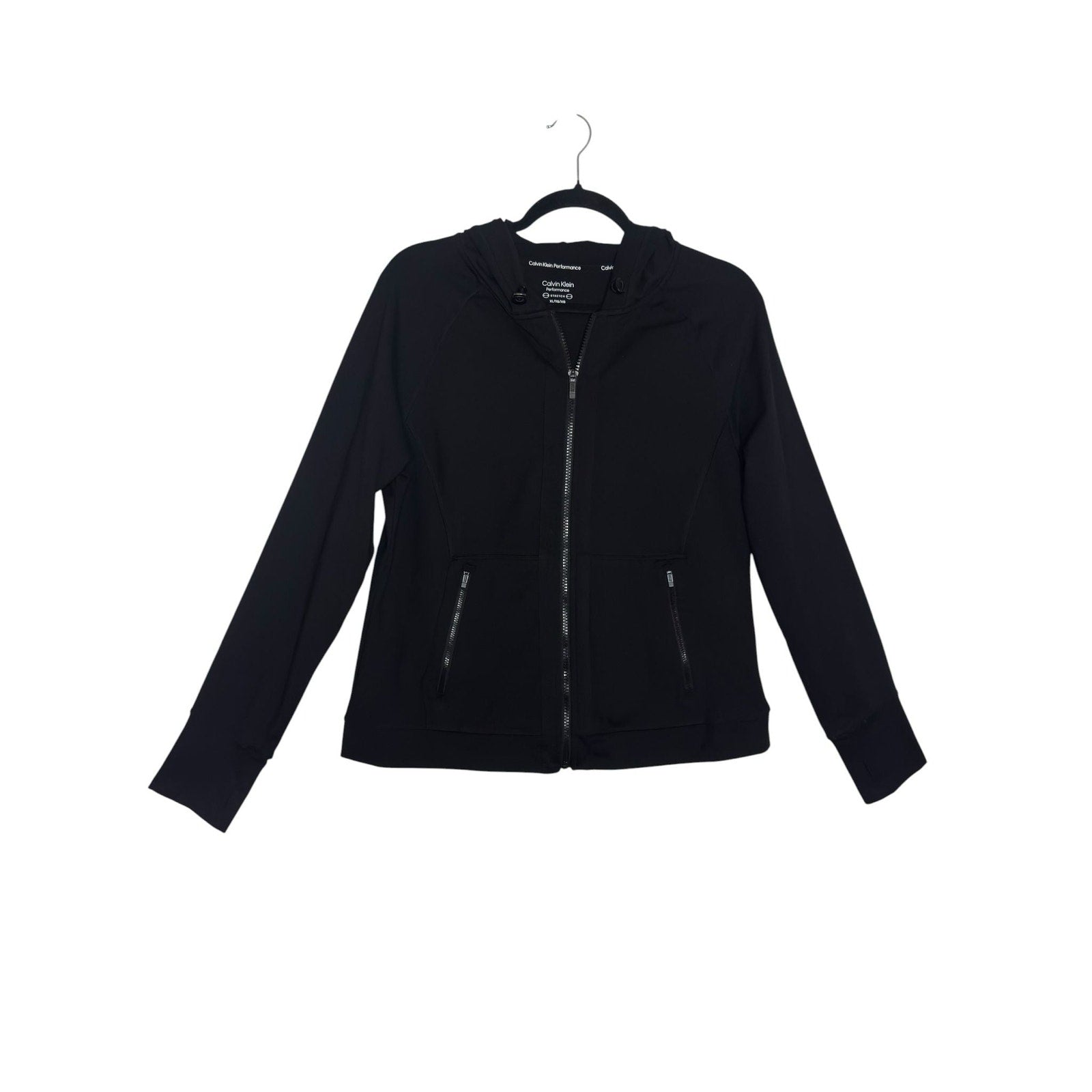 Black Calvin Klein Performance Stretch pants and zip-up sweatshirt set