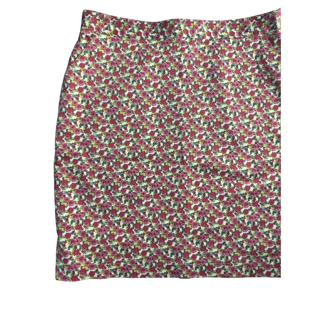 Brooks Brothers Ditsy Floral Linen Blend Pencil Skirt White