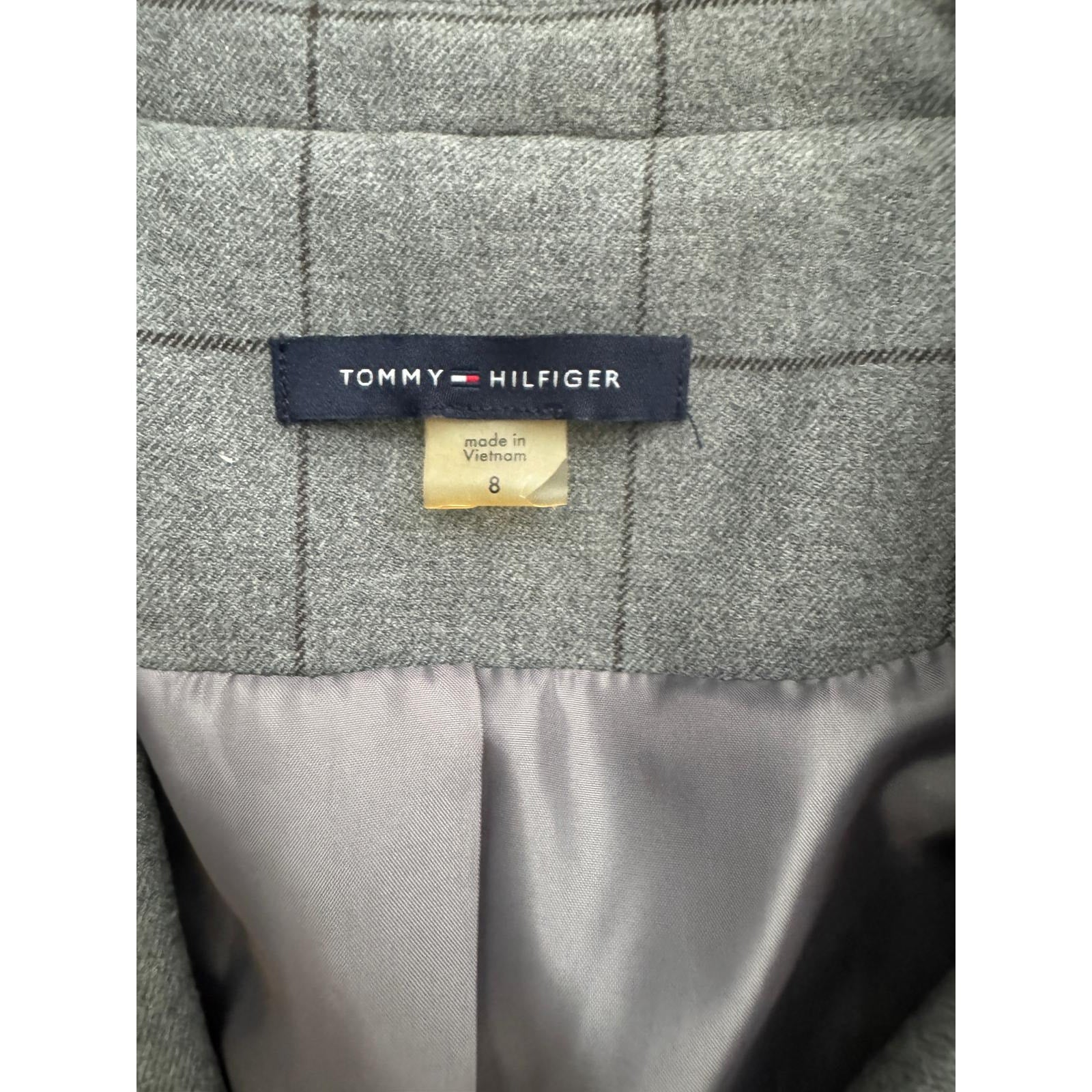 Tommy Hilfiger Grey Windowpane Plaid Blazer