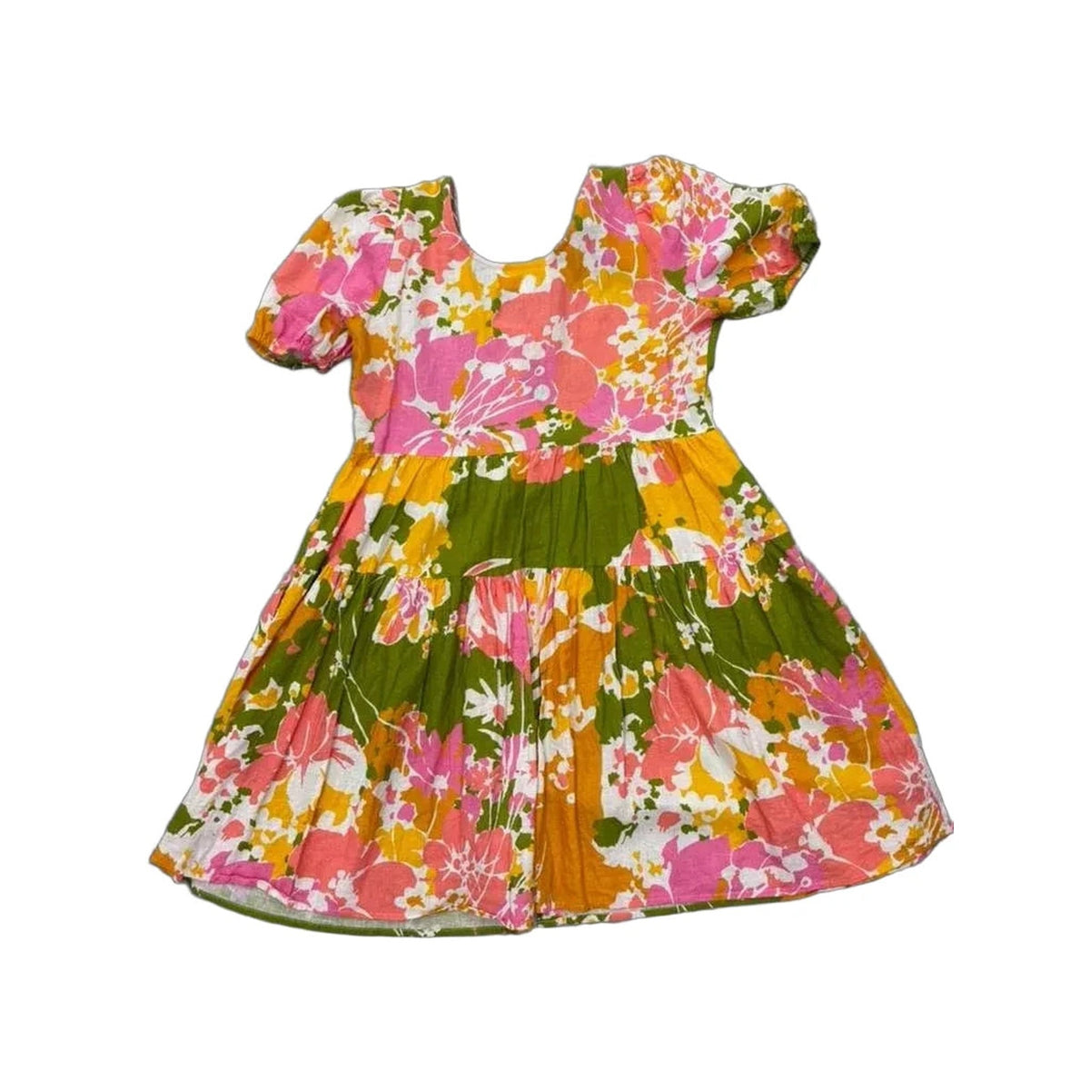 Julie Brown New York Floral Tiered Puff Sleeve Mini Dress with Pockets