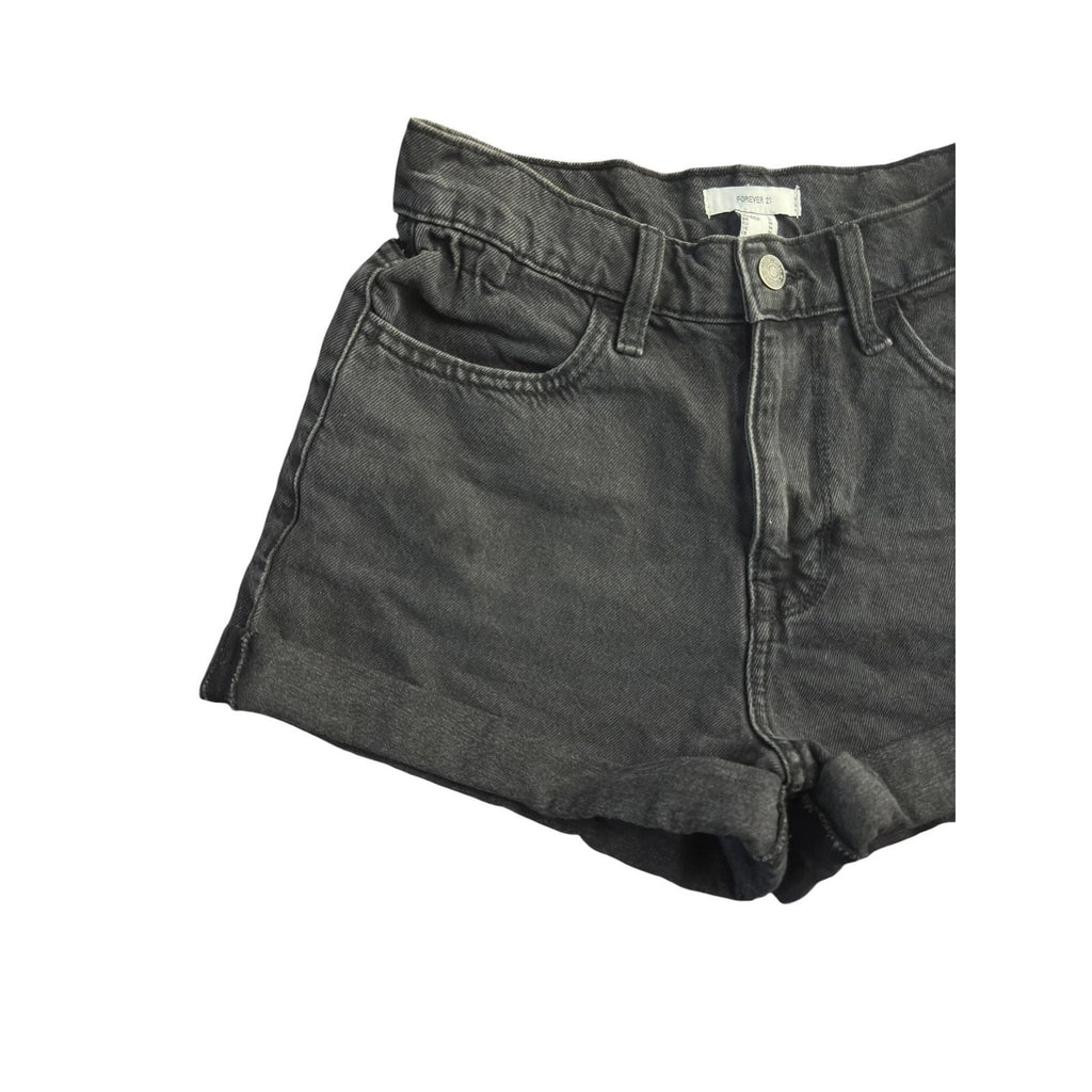 Forever 21 High-Rise Cuffed Black Denim Shorts