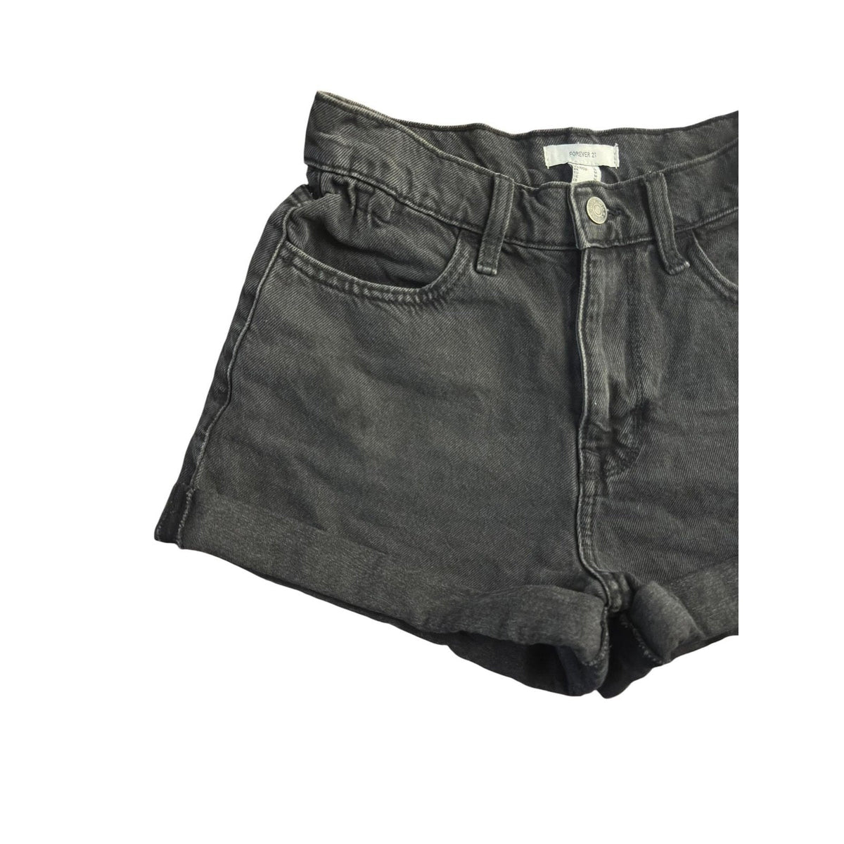Forever 21 High-Rise Cuffed Black Denim Shorts