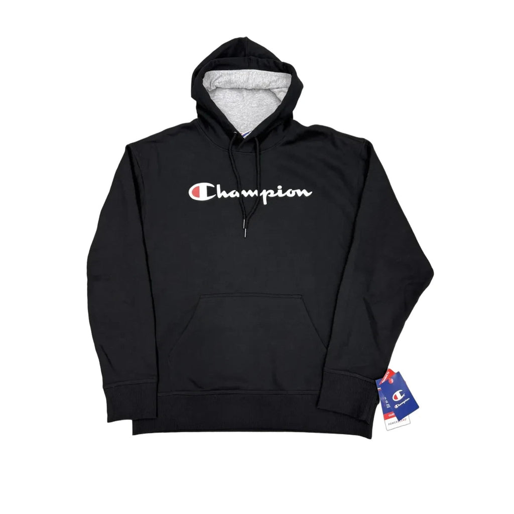 Champion Powerblend Script Logo Pullover Hoodie Black