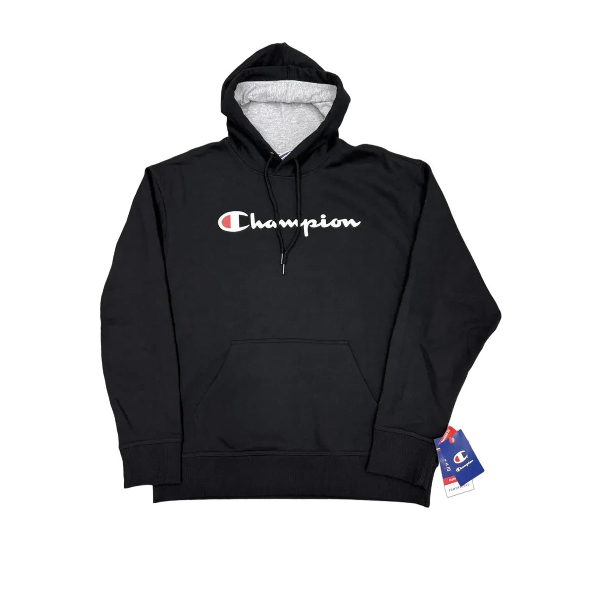Champion Powerblend Script Logo Pullover Hoodie Black