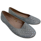De Blossom Collection Silver Rhinestone Ballet Flats Women Size 7.5 Sparkly Slip-On