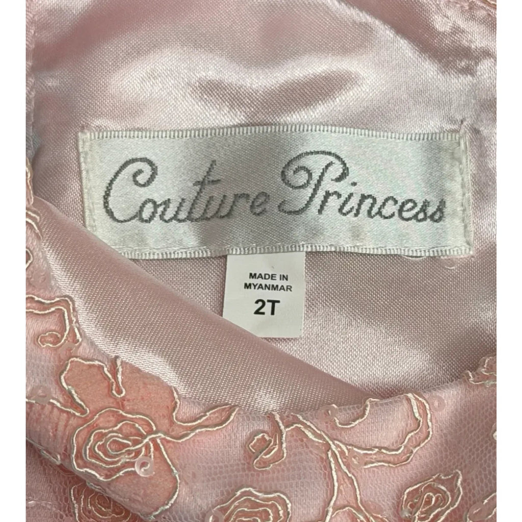 Couture Princess Pink Floral Lace Tulle Party Dress 2T