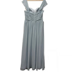 Azazie Chiffon Ruched Bodice Cap Sleeve Bridesmaid Gown Light Blue Size 12