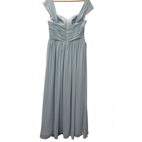 Azazie Chiffon Ruched Bodice Cap Sleeve Bridesmaid Gown Light Blue Size 12