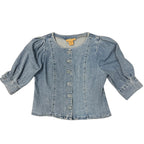 Bailey 44 Denim Top Puff Sleeve Chambray Button Front Women M