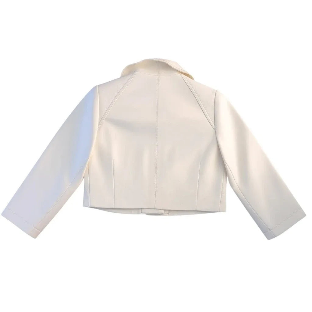 Kay Unger Ivory Cropped Button-Front Jacket