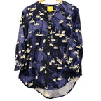 Maeve navy woman's shirt with white swans