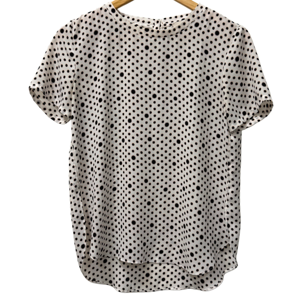 Loft woman's xs white blouse with black flower details