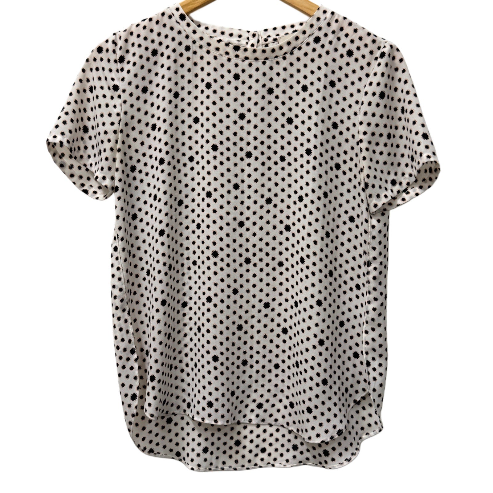Loft woman's xs white blouse with black flower details