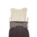 Kay Unger Color-Block Sheath Dress Faux Leather Belt