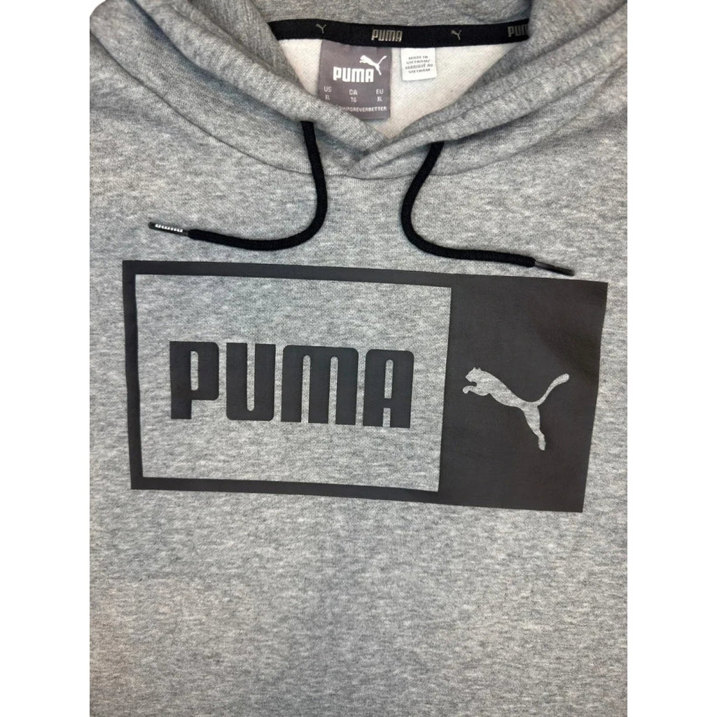 Puma Box Logo Pullover Hoodie Grey Heather XL