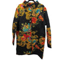 Quilted Floral Brocade Long Jacket Black Multicolor - front