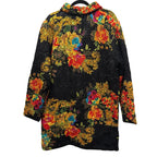 Quilted Floral Brocade Long Jacket Black Multicolor - back