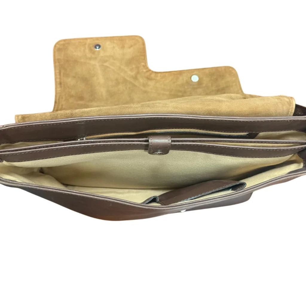 Rossi & Caruso Leather Messenger Bag Brown - detail