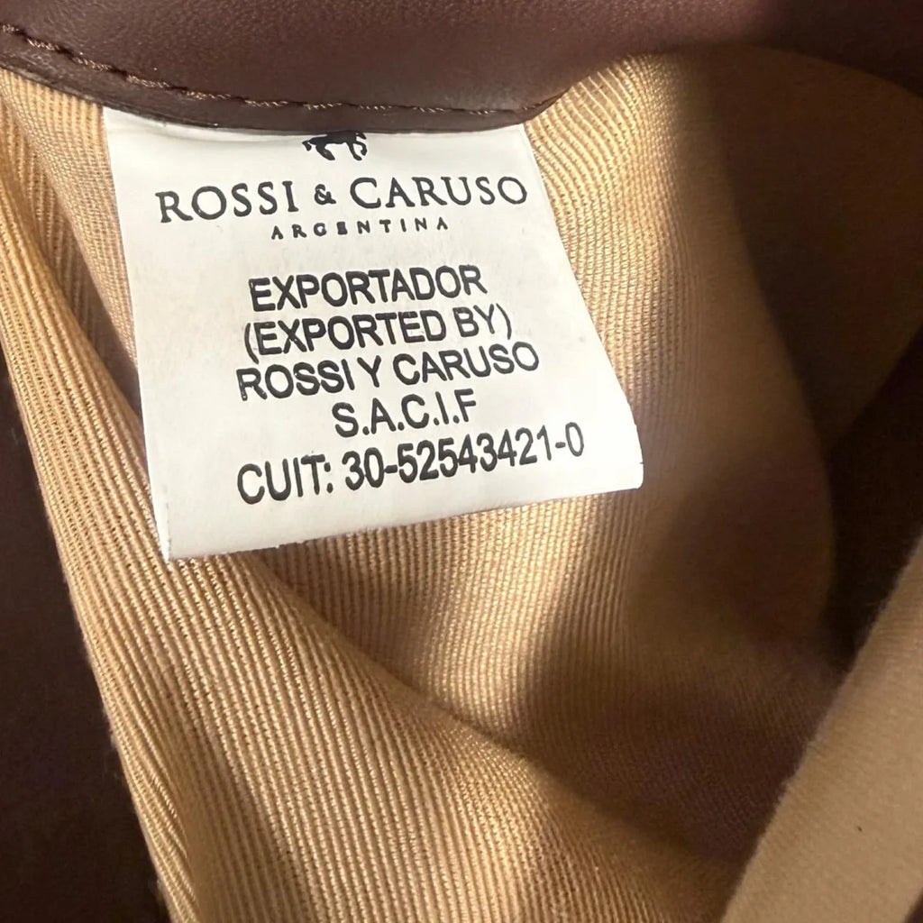 Rossi & Caruso Leather Messenger Bag Brown - label