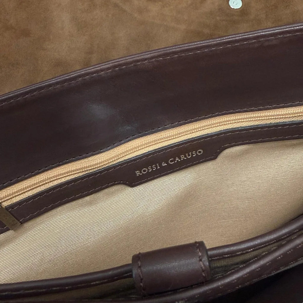 Rossi & Caruso Leather Messenger Bag Brown - detail