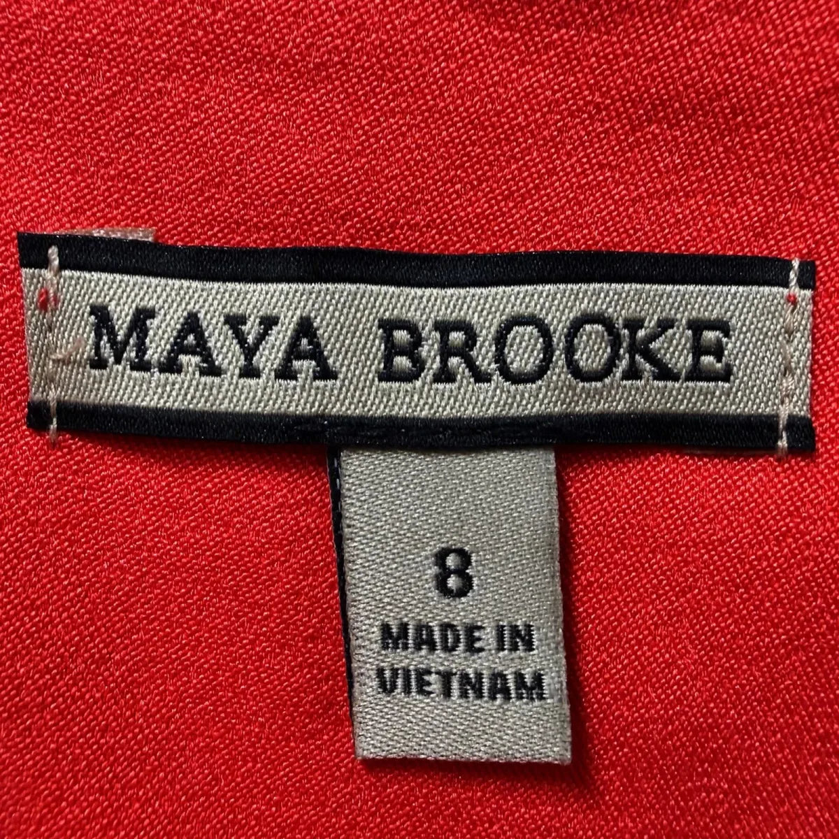 Maya Brooke Floral Sheath Dress with Red Bolero Jacket Set - label