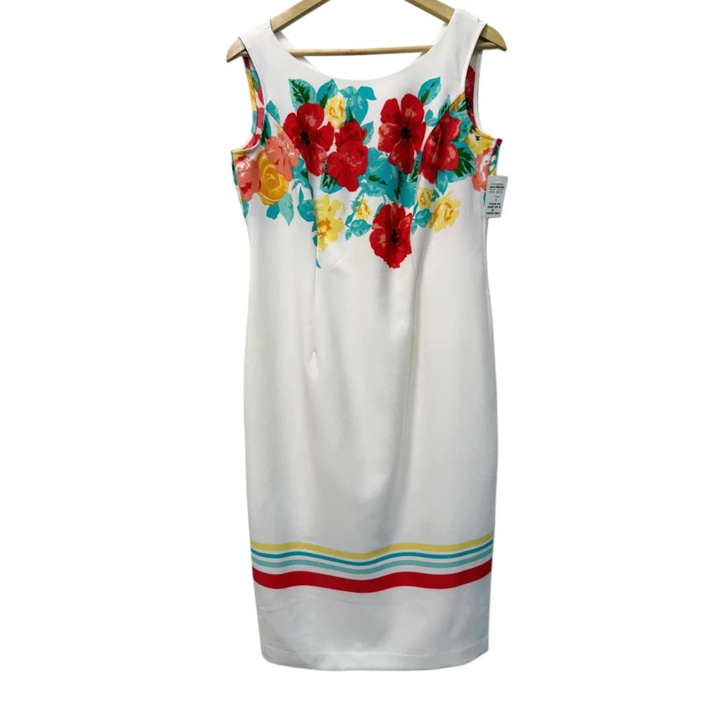 Maya Brooke Floral Sheath Dress with Red Bolero Jacket Set - front