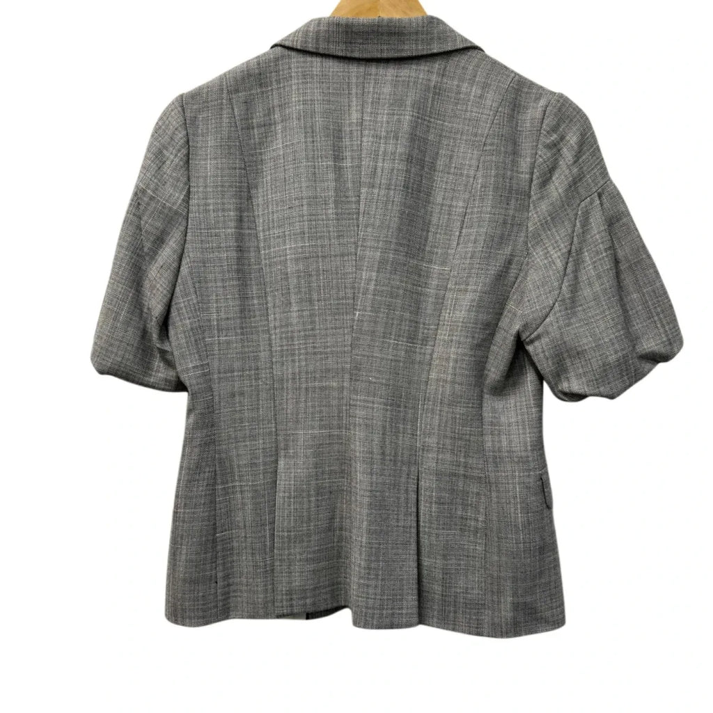 Banana Republic Short Sleeve Wool Blend Blazer Gray Plaid - back