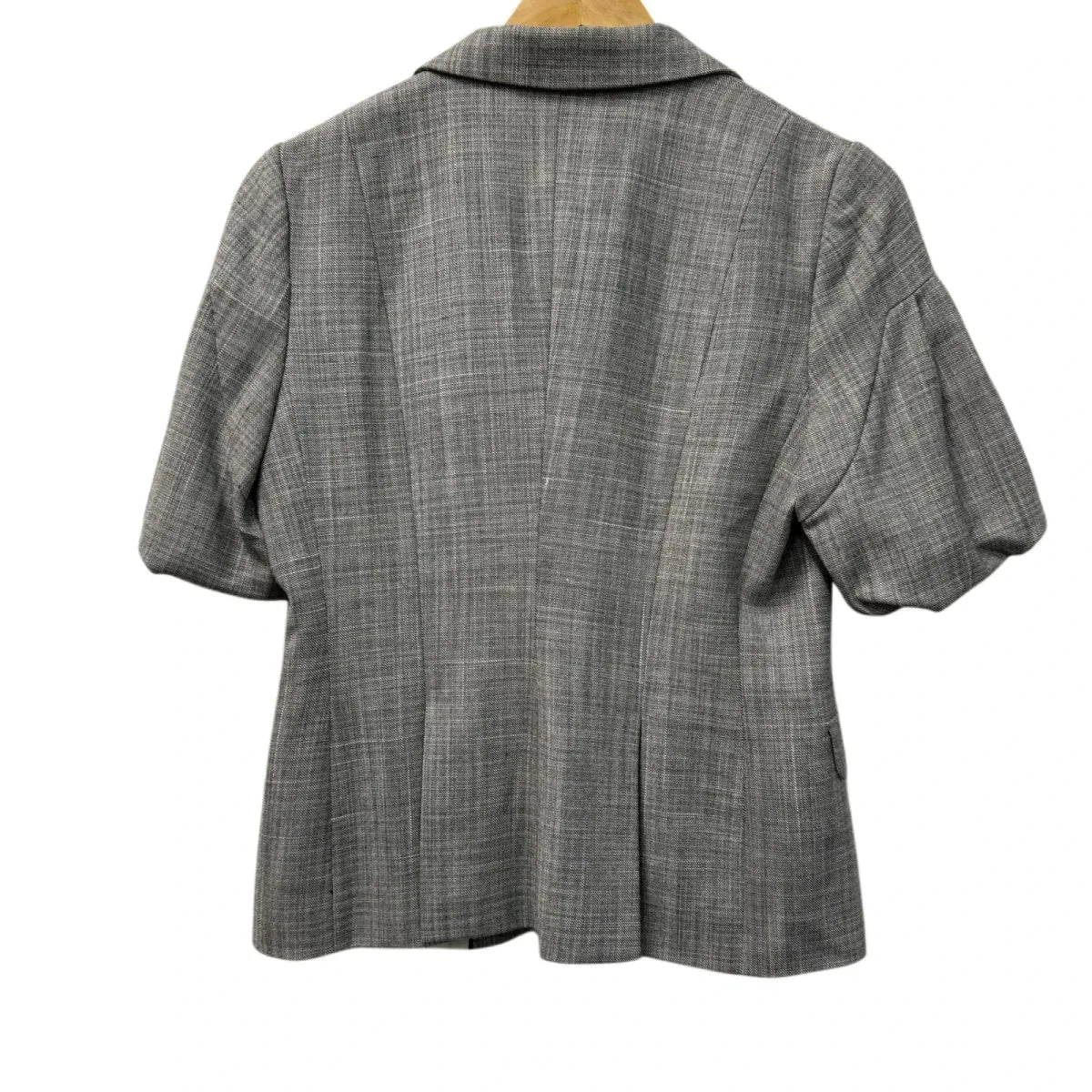 Banana Republic Short Sleeve Wool Blend Blazer Gray Plaid - back