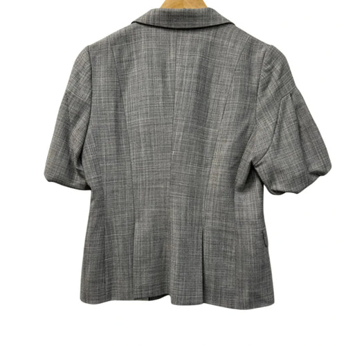 Banana Republic Short Sleeve Wool Blend Blazer Gray Plaid - back