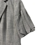 Banana Republic Short Sleeve Wool Blend Blazer Gray Plaid - detail