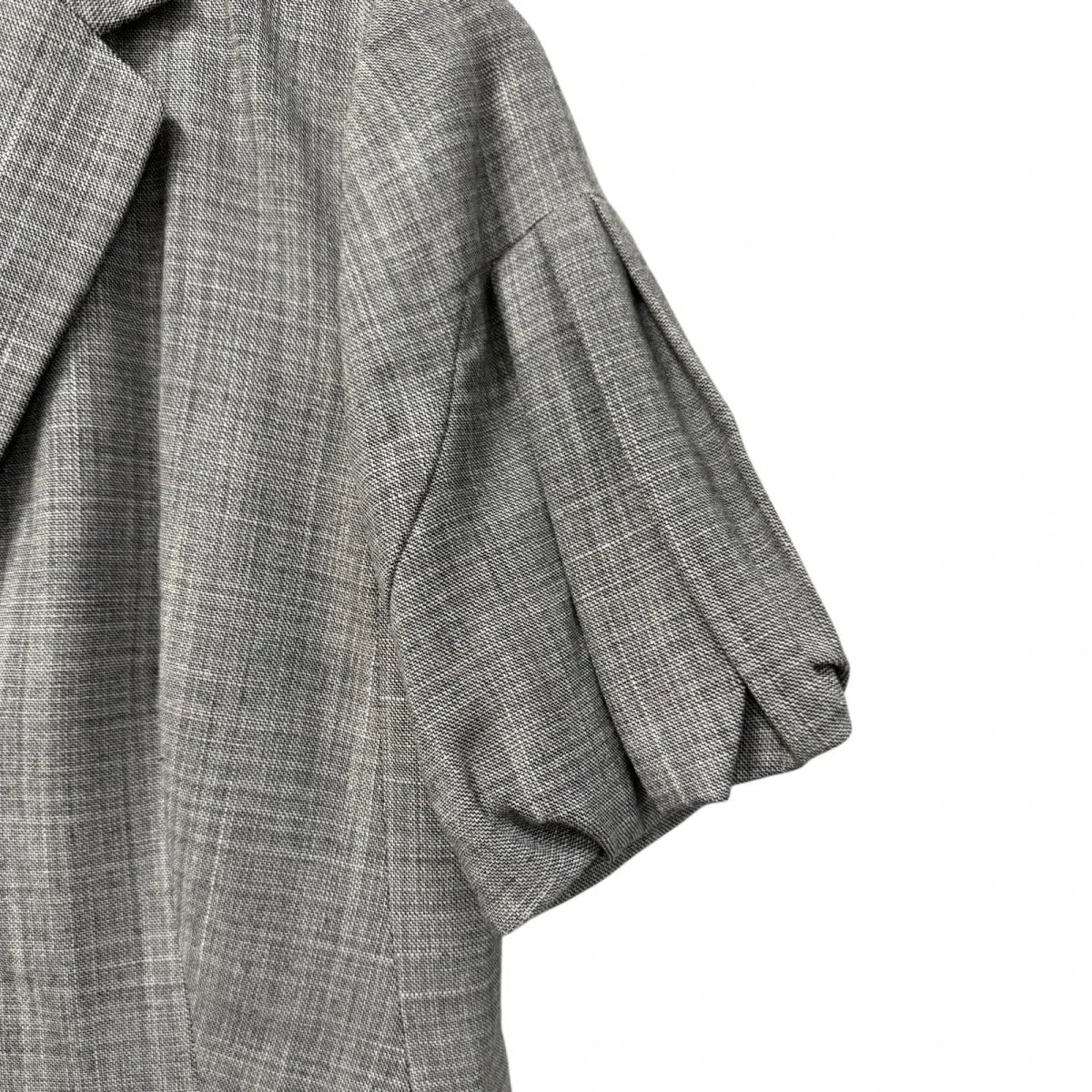 Banana Republic Short Sleeve Wool Blend Blazer Gray Plaid - detail