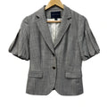 Banana Republic Short Sleeve Wool Blend Blazer Gray Plaid - front