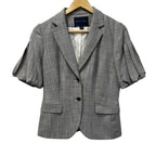 Banana Republic Short Sleeve Wool Blend Blazer Gray Plaid - front