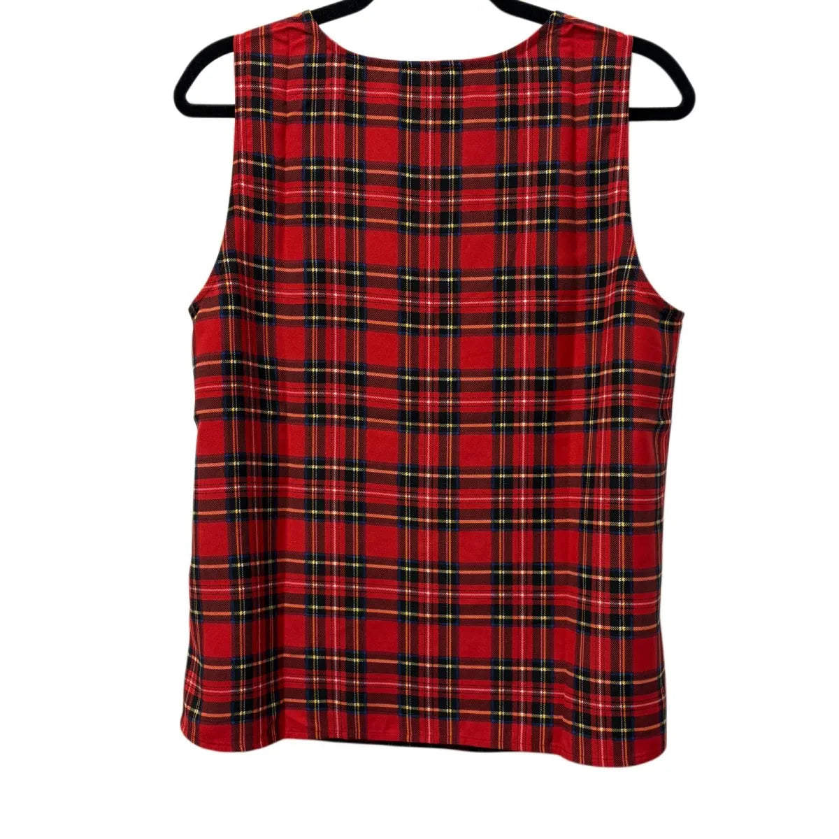 J.Crew Plaid Sleeveless V-Neck Top Red Tartan - back