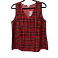 J.Crew Plaid Sleeveless V-Neck Top Red Tartan - front