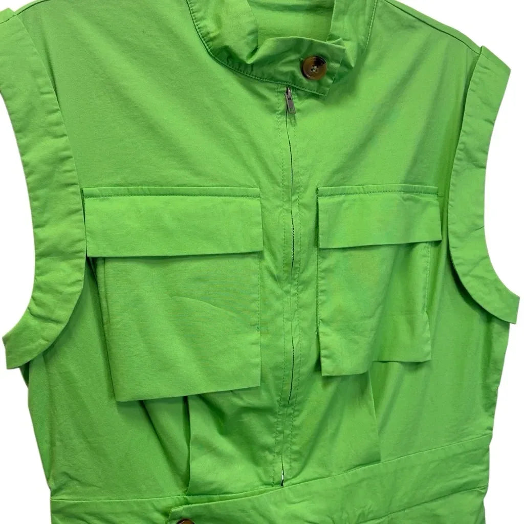 Closet London Green Cargo Utility Sleeveless Jumpsuit - front