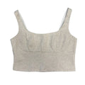 Banana Republic Linen Blend Smocked Crop Top Beige - front