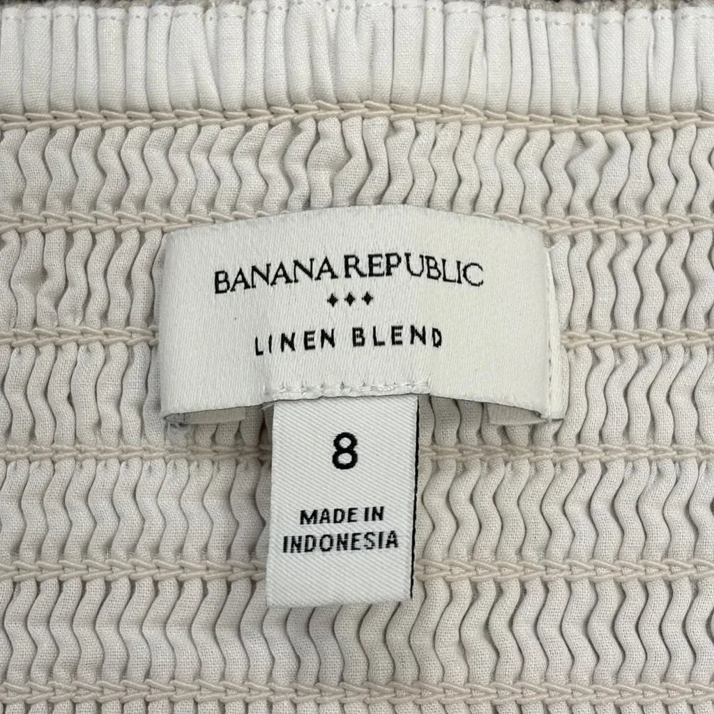Banana Republic Linen Blend Smocked Crop Top Beige - label