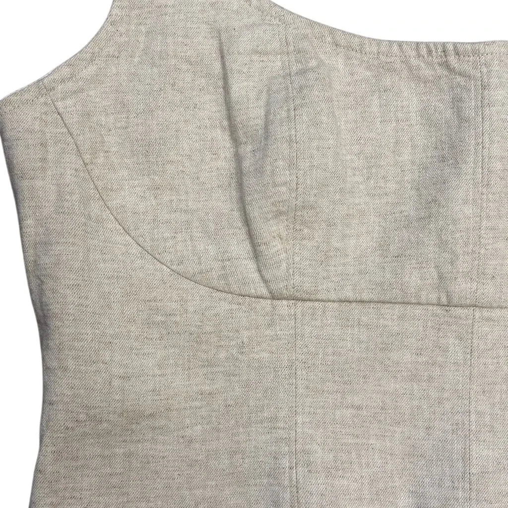 Banana Republic Linen Blend Smocked Crop Top Beige - detail