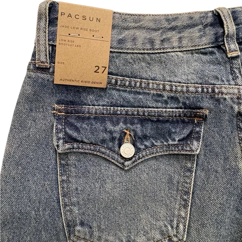 PacSun Jade Low Rise Bootcut Jeans Medium Blue - detail