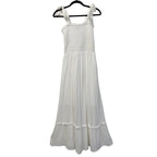 Zesica Smocked Bodice Tie-Shoulder Maxi Dress White - front