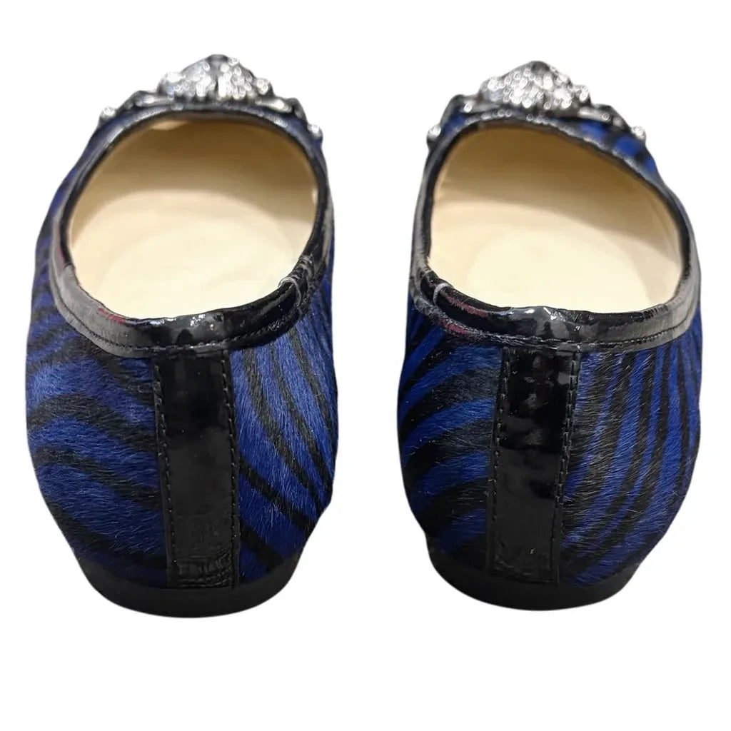 Anne Klein Calf Hair Zebra Ballet Flats with Lion Head Hardware - back