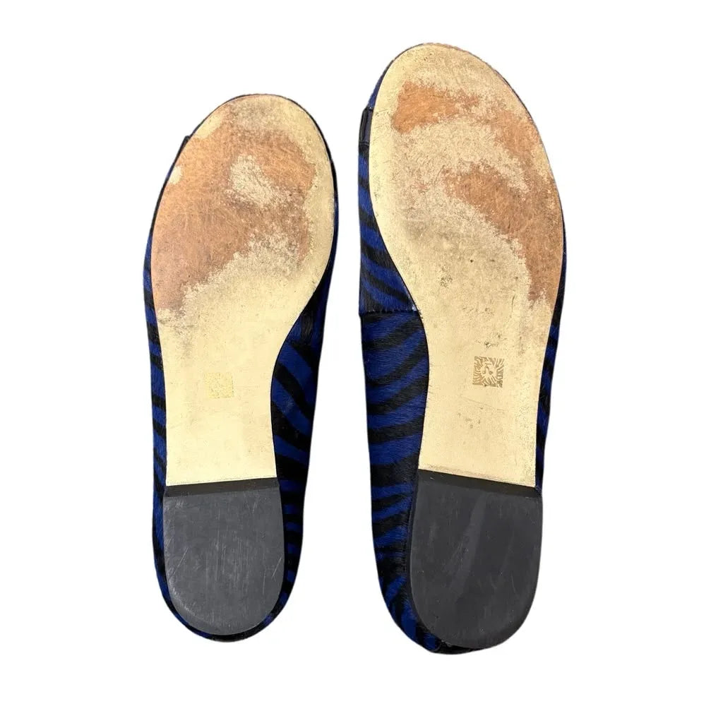 Anne Klein Calf Hair Zebra Ballet Flats with Lion Head Hardware - label