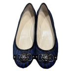 Anne Klein Calf Hair Zebra Ballet Flats with Lion Head Hardware - front