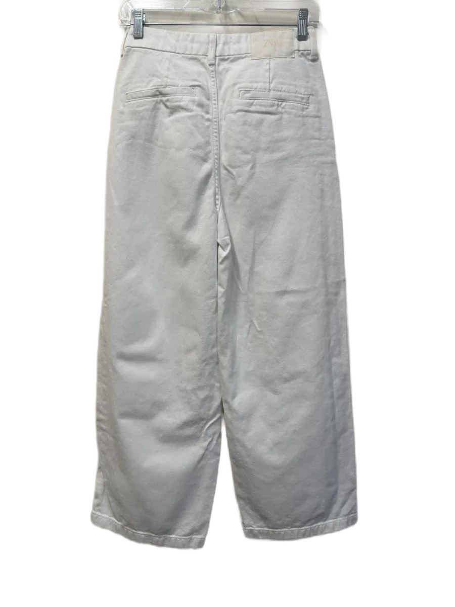 ZARA Wide Leg White Denim Jeans High Rise - back