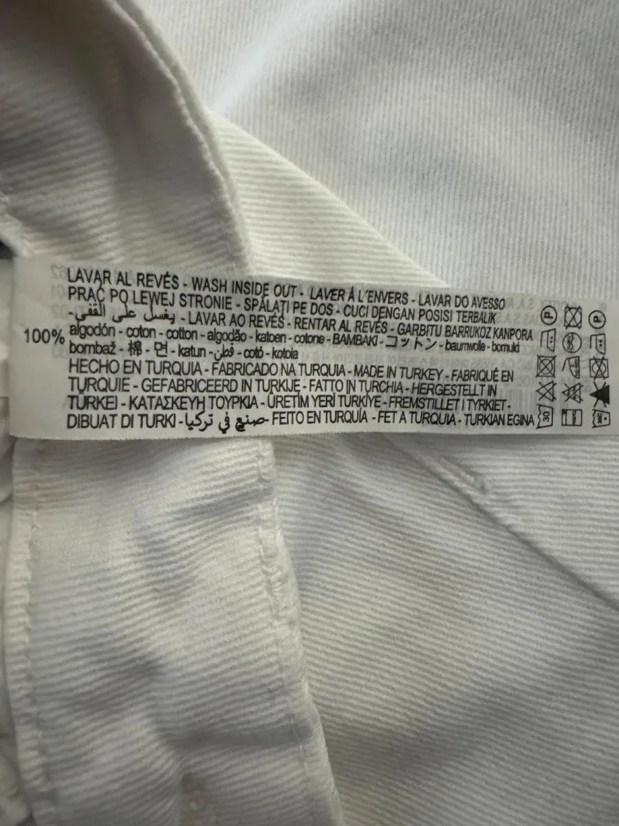 ZARA Wide Leg White Denim Jeans High Rise - tag